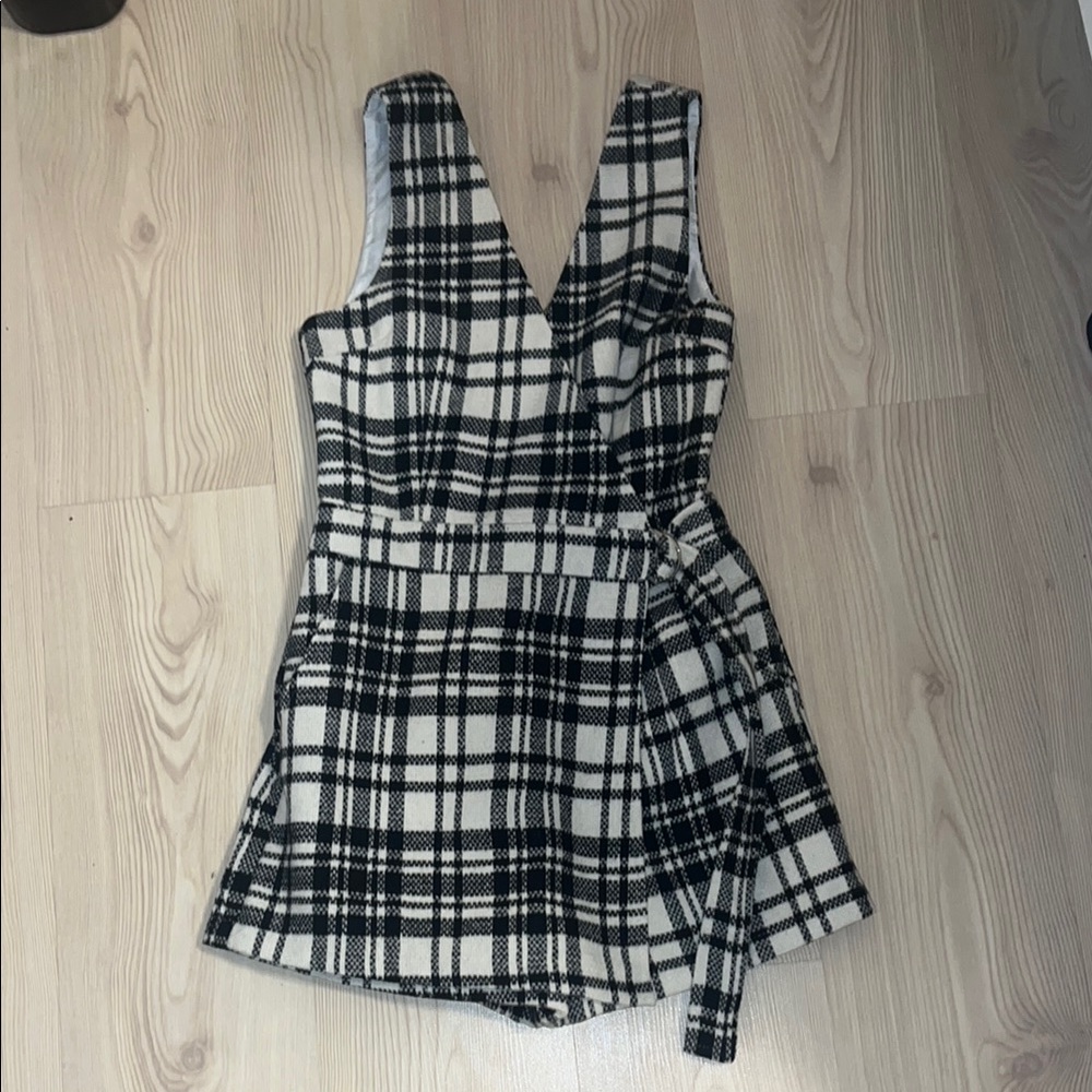 Xs Plaid Sleeveless Wrap Dress